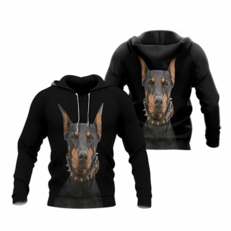 DOBERMAN PINSCHER DOG FRONT AND BACK ALL OVER PRINT HOODIE